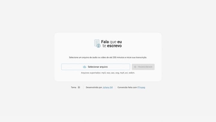 Imagem com a tela inicial da aplicação