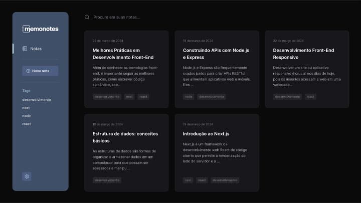 Imagem com a tela inicial da aplicação
